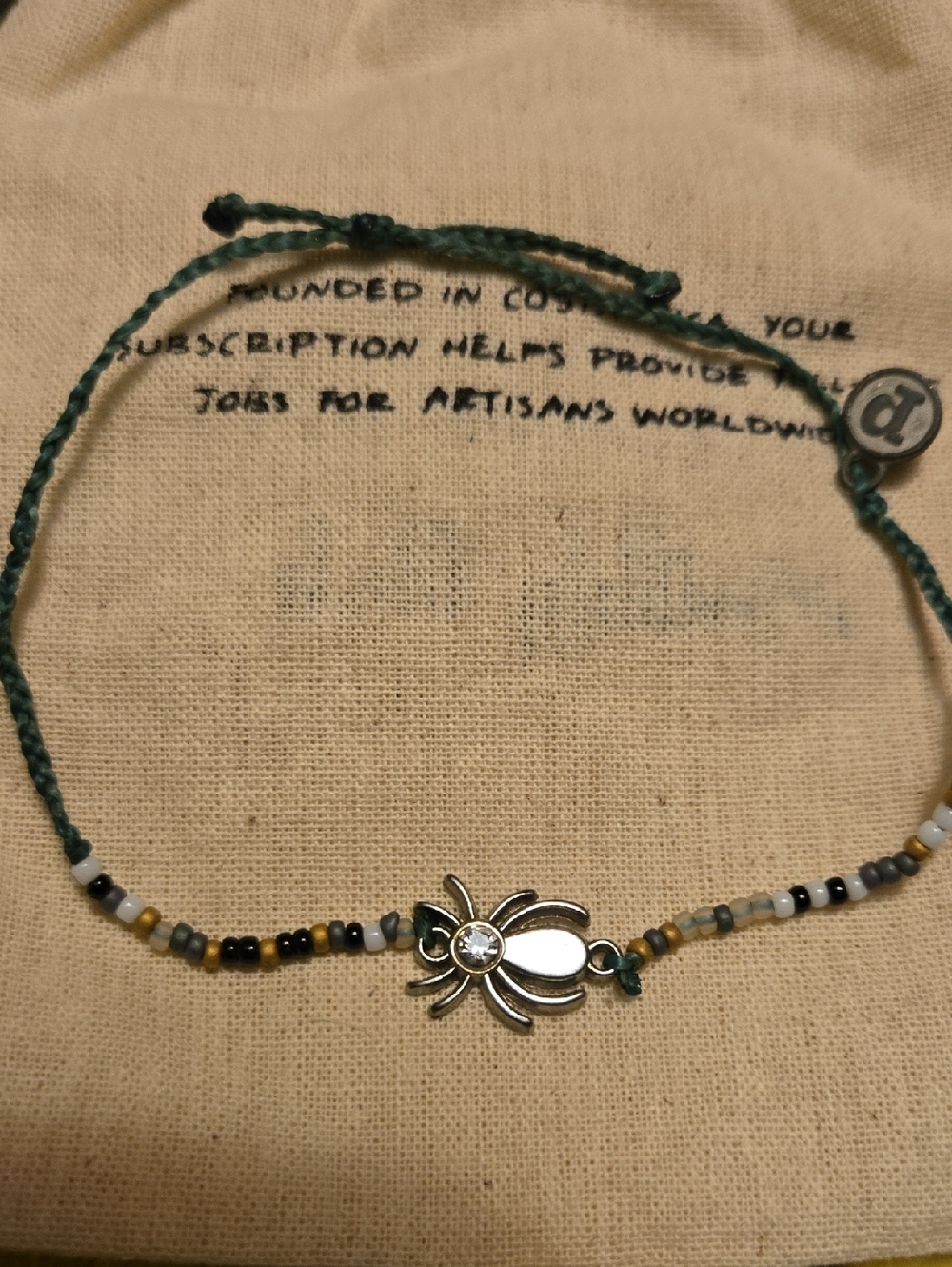 Pura Vida Green Beaded Spider Bracelet